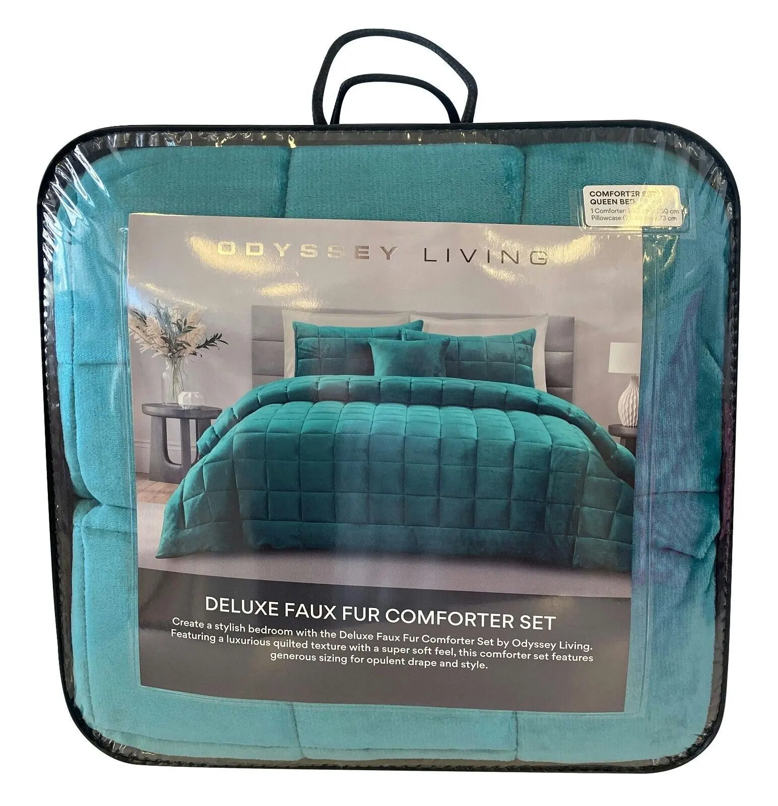 Odyssey Living Deluxe Faux Fur Comforter Set - Emerald