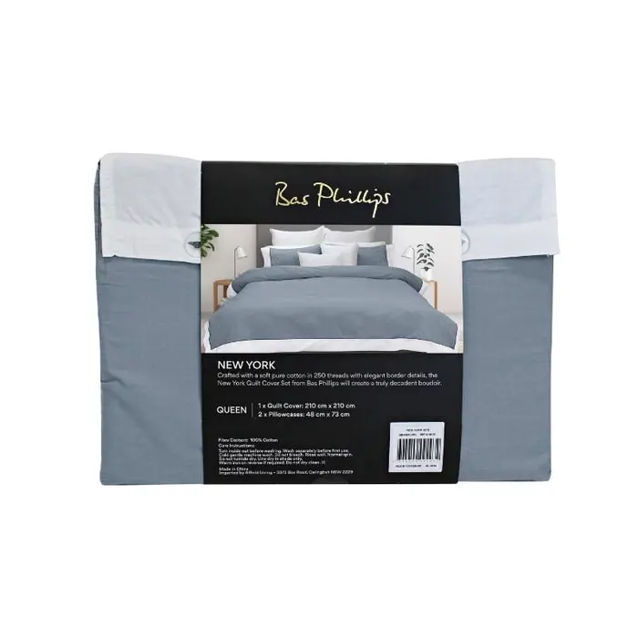 Bas Phillips New York Quilt Cover Set - Mercury/White