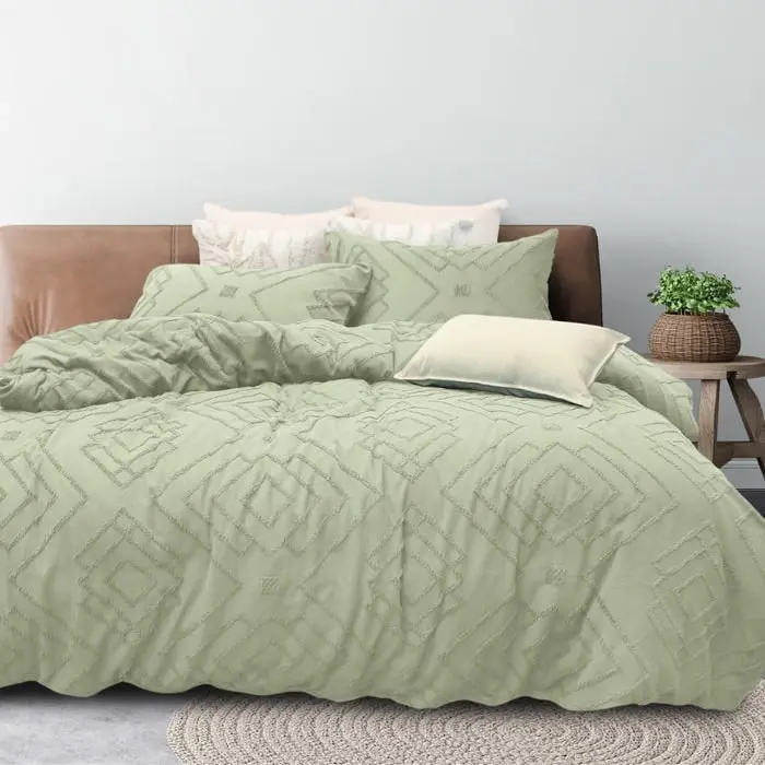 Bas Phillips Marrakesh Tufted Quilt Cover Set - SAGE MIST