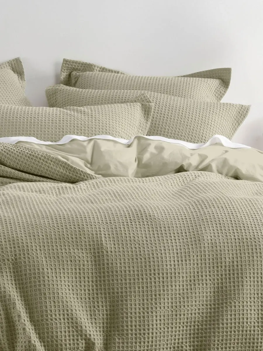 Linen House Deluxe Waffle Quilt Cover Set   Eucalyptus