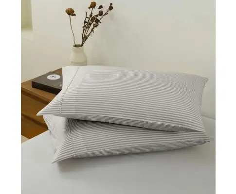 Royal Comfort Striped Flax Linen Blend Quilt Cover Set Soft Touch Bedding - Grey