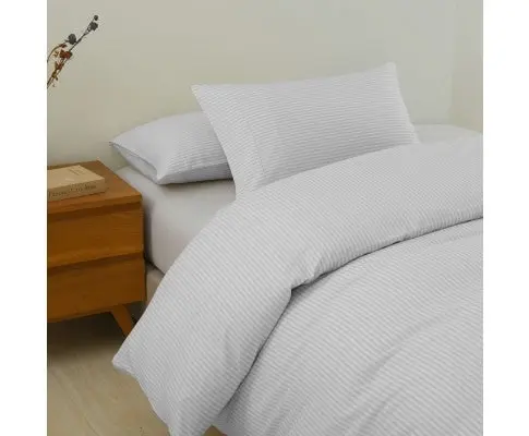 Royal Comfort Striped Flax Linen Blend Quilt Cover Set Soft Touch Bedding - Grey