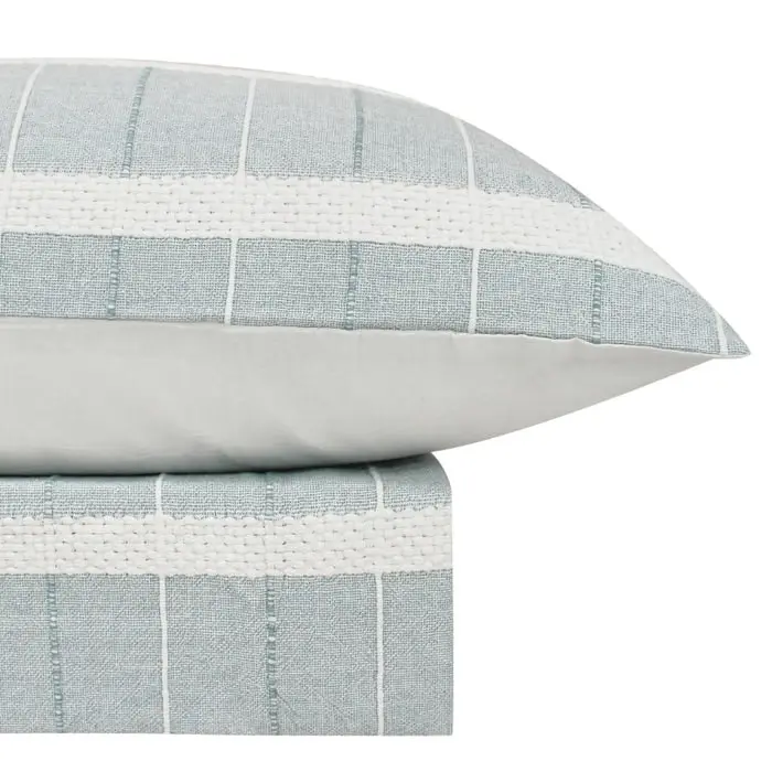 Bas Phillips Mosman Textured Cotton QUEEN Quilt Cover Set - BLUE