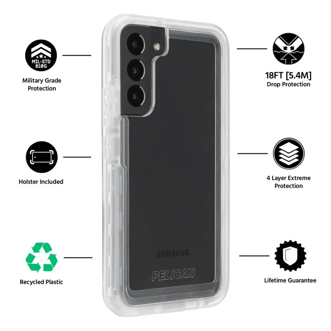 Pelican Voyager Case for Samsung Galaxy S22+ Plus - Clear