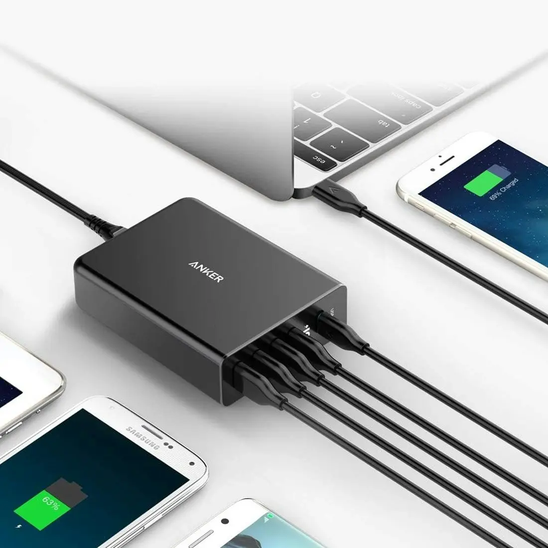 Anker PowerPort 5 Ports USB-A + C Wall Charger A2053T11 - Black