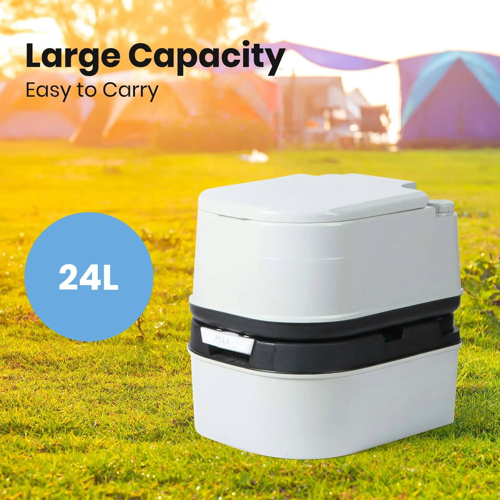 Mt Aspire 24L Portable Toilet Flushable Outdoor Camping Potty Bucket Caravan Travel Boating