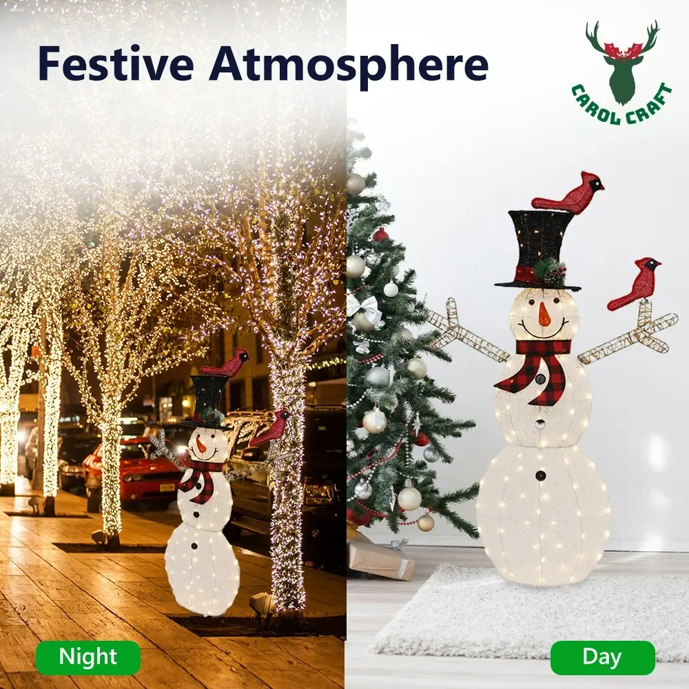 CarolCraft Christmas Lights 80 LED Fairy Light Snowman Outdoor Home Decorations 3D