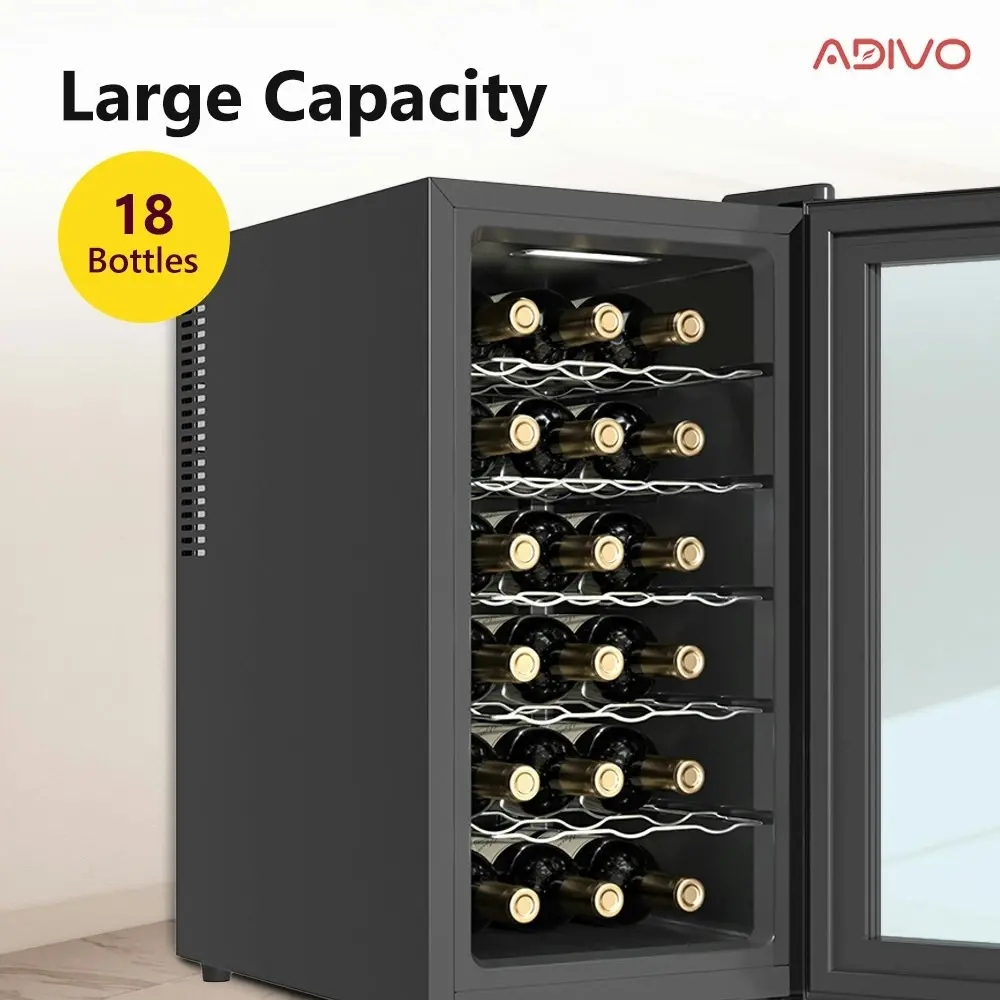 ADIVO Wine Cooler Fridge Compressor Cellar Chiller Temperature Control 18 Bottles