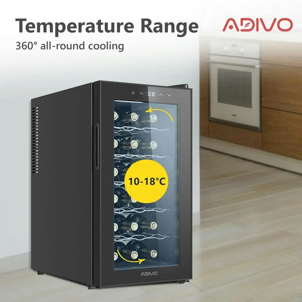 ADIVO Wine Cooler Fridge Compressor Cellar Chiller Temperature Control 18 Bottles