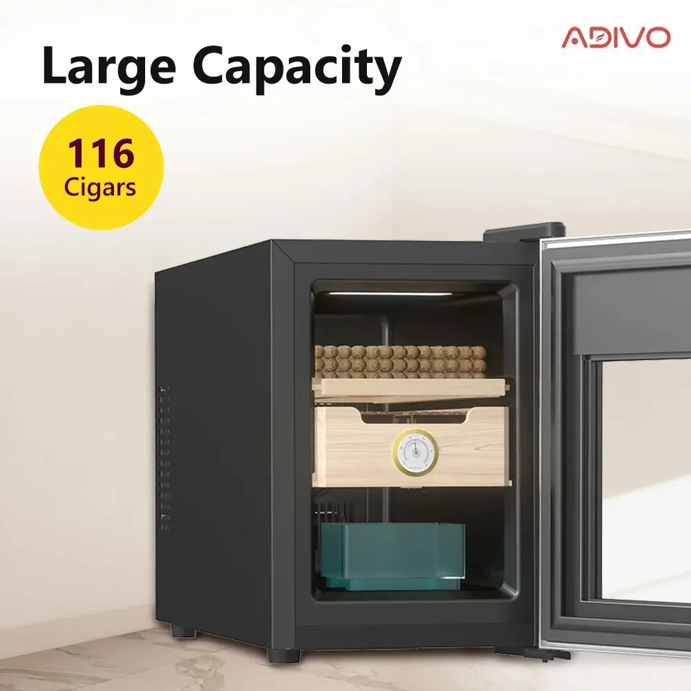 ADIVO 116 Cigar Humidor Digital Humidity Temperature Control Cabinet Display with Hygrometer