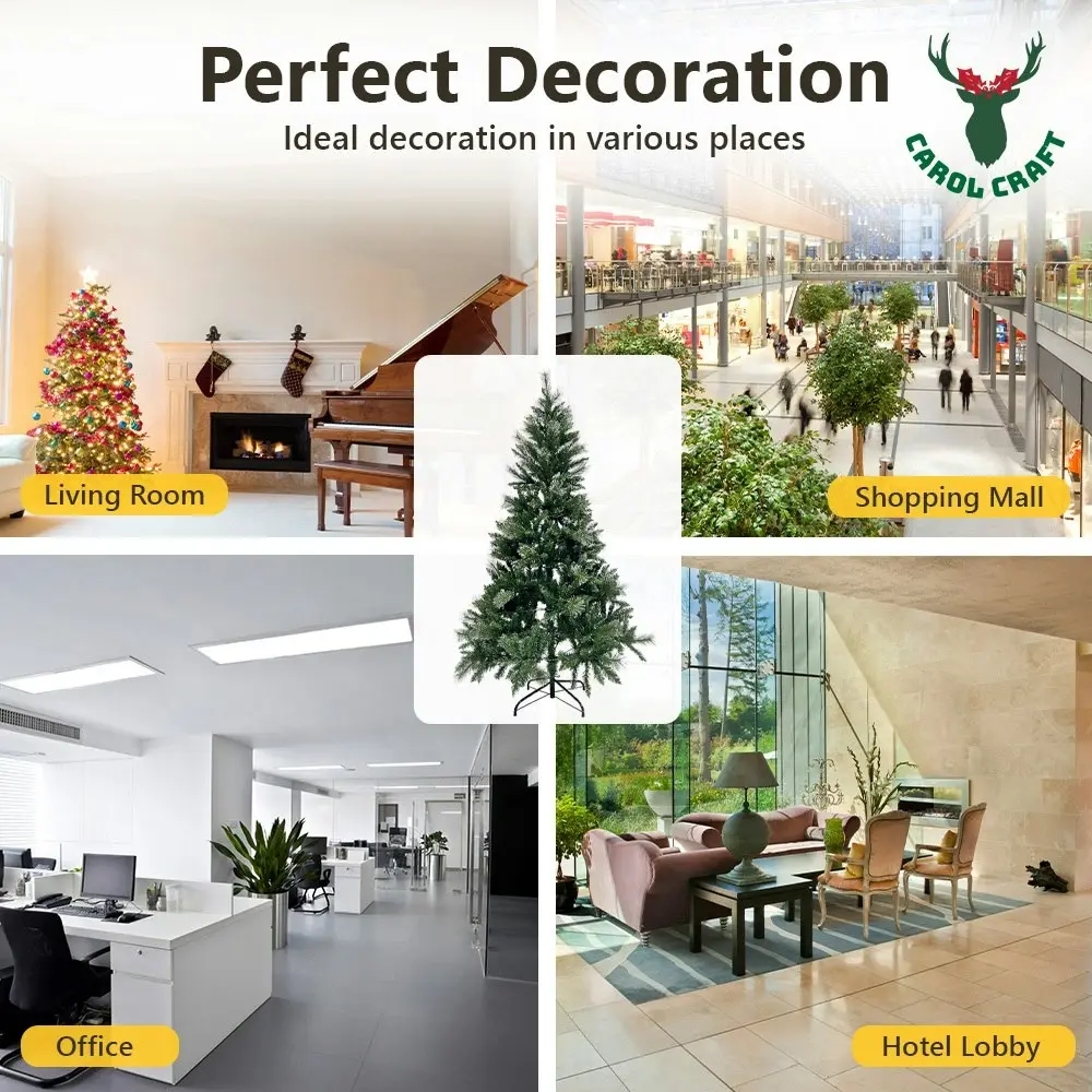 CarolCraft 180cm 6FT Christmas Tree- Xmas Decorations 696 Tips Green