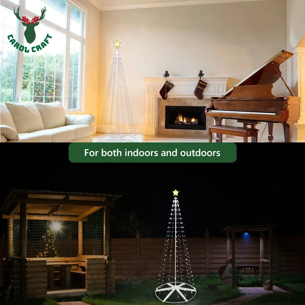 CarolCraft Christmas Lights 318 LED Fairy Light Tree 2.4m Outdoor Home Decorations 3D