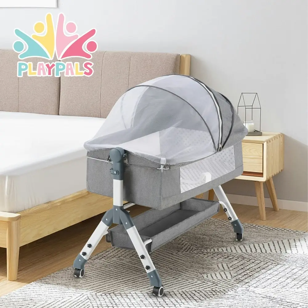 Playpals Baby Cot Crib Bed Portable Bassinet Bedside Sleeper Adjustable Height