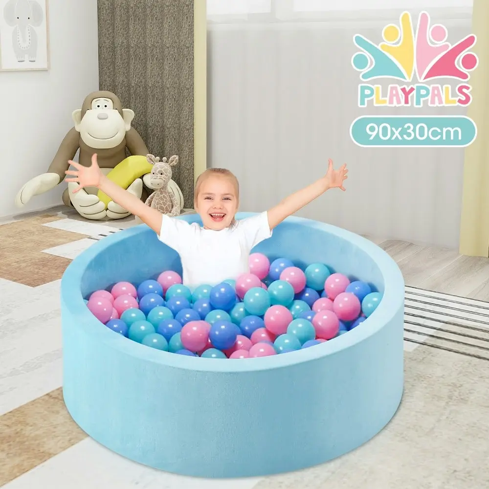 Playpals Foam Ball Pit Soft Round Ball Pool Playpen Fence with 200 Balls Blue