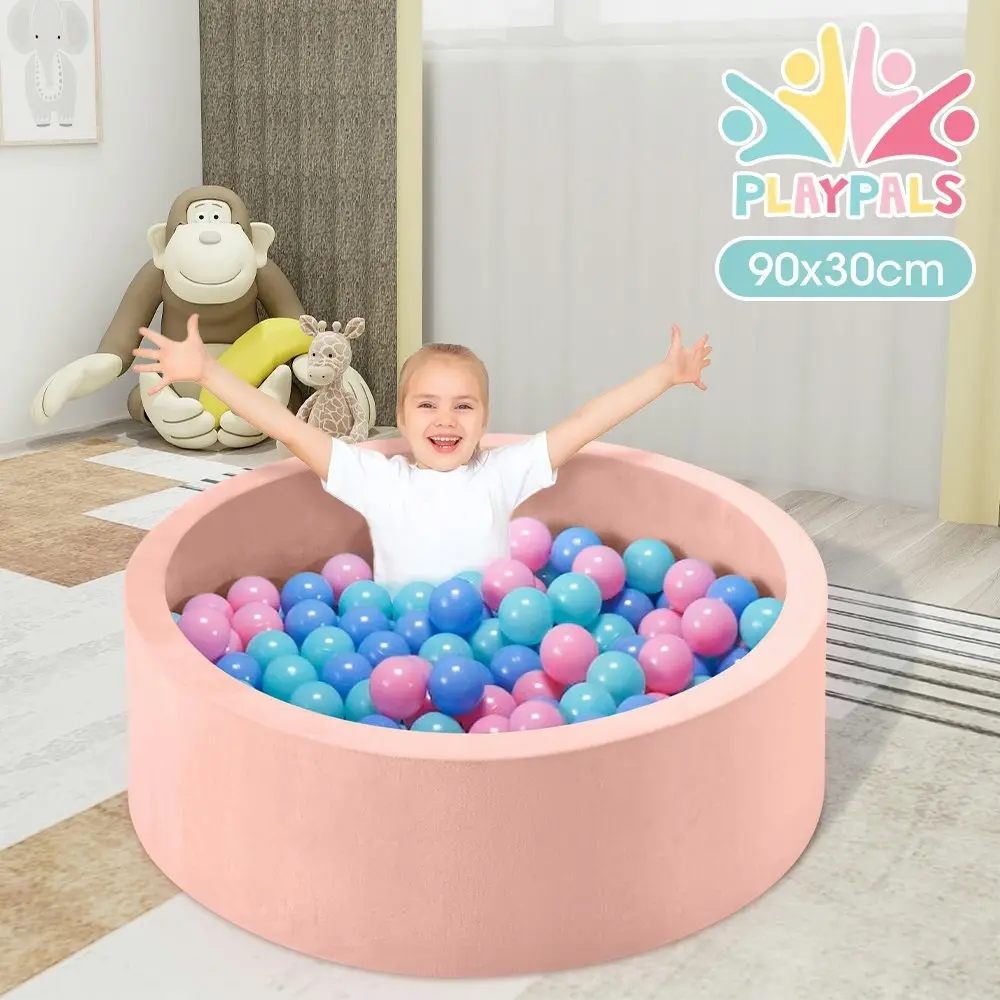 Playpals Foam Ball Pit Soft Round Ball Pool Playpen Fence with 200 Balls Pink