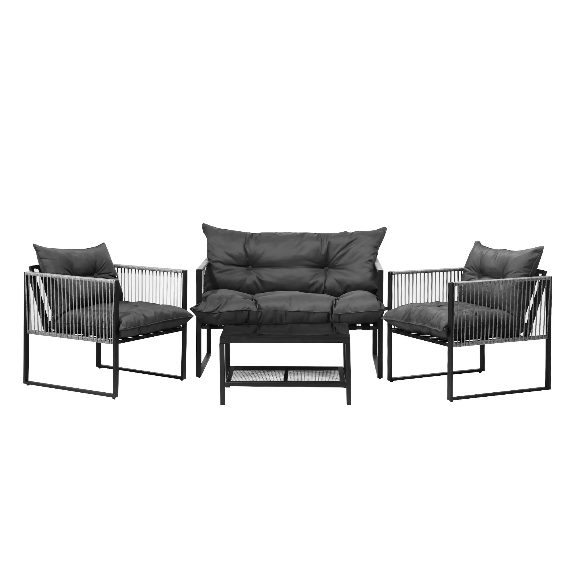 Livsip 4 Piece Outdoor Furniture Setting Garden Patio Lounge Sofa Chairs Grey