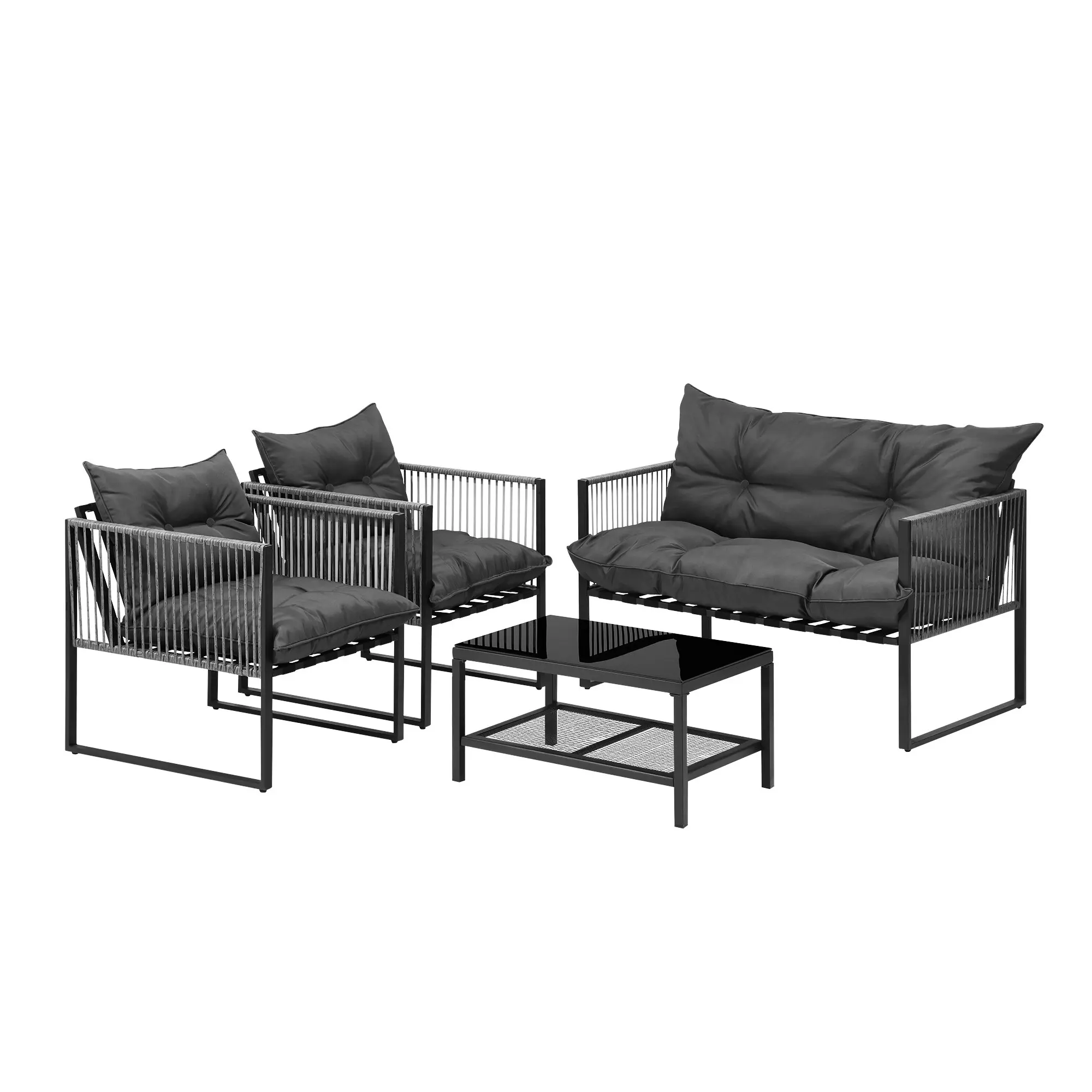 Livsip 4 Piece Outdoor Furniture Setting Garden Patio Lounge Sofa Chairs Grey