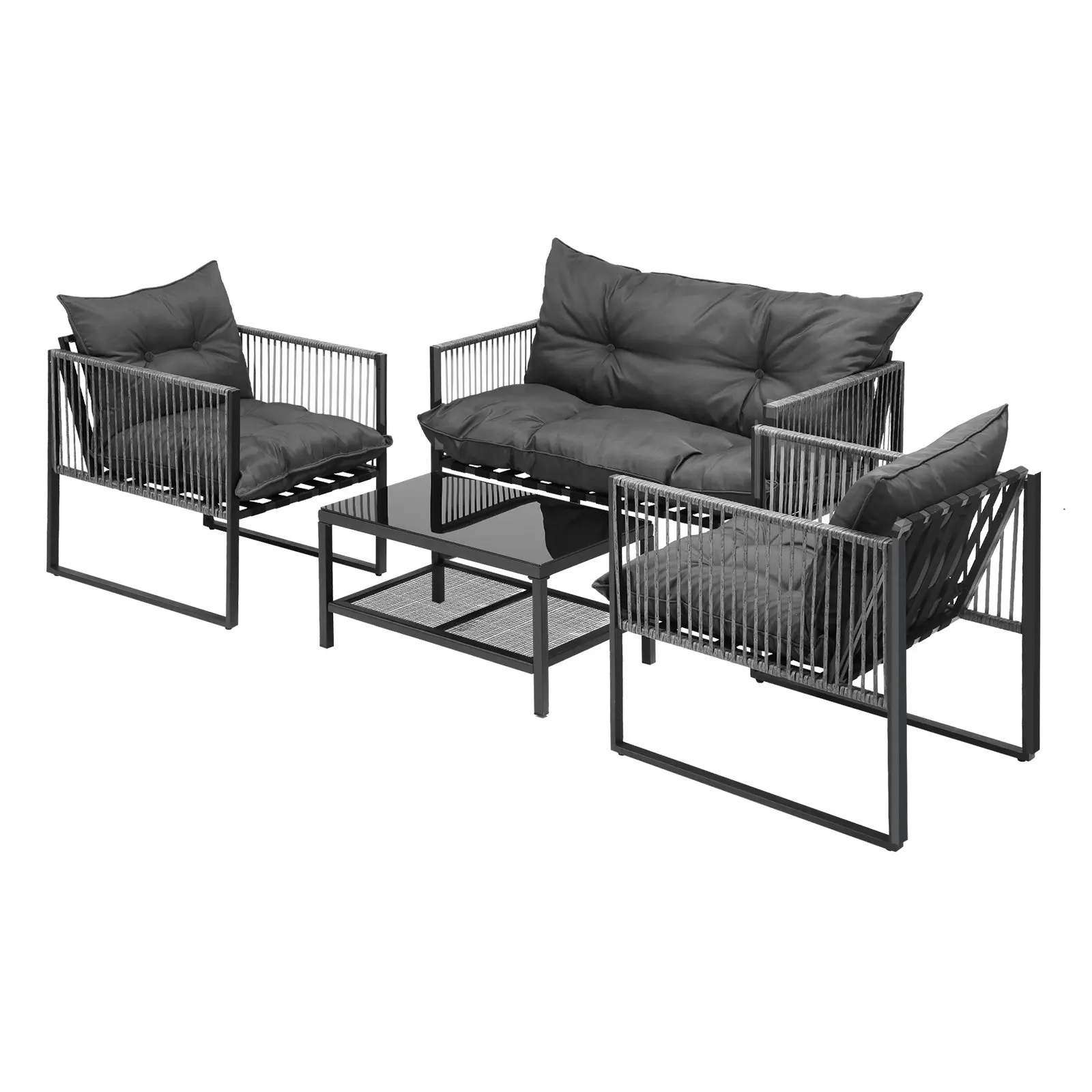 Livsip 4 Piece Outdoor Furniture Setting Garden Patio Lounge Sofa Chairs Grey