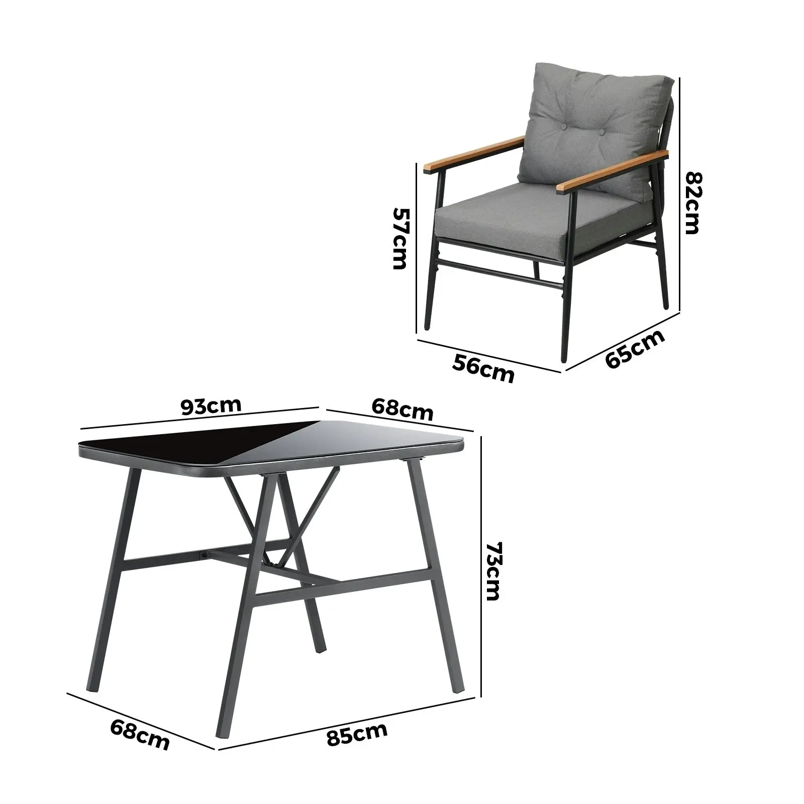 Livsip Outdoor Dining Set Patio Furniture Garden Table and Chairs 2 Seater