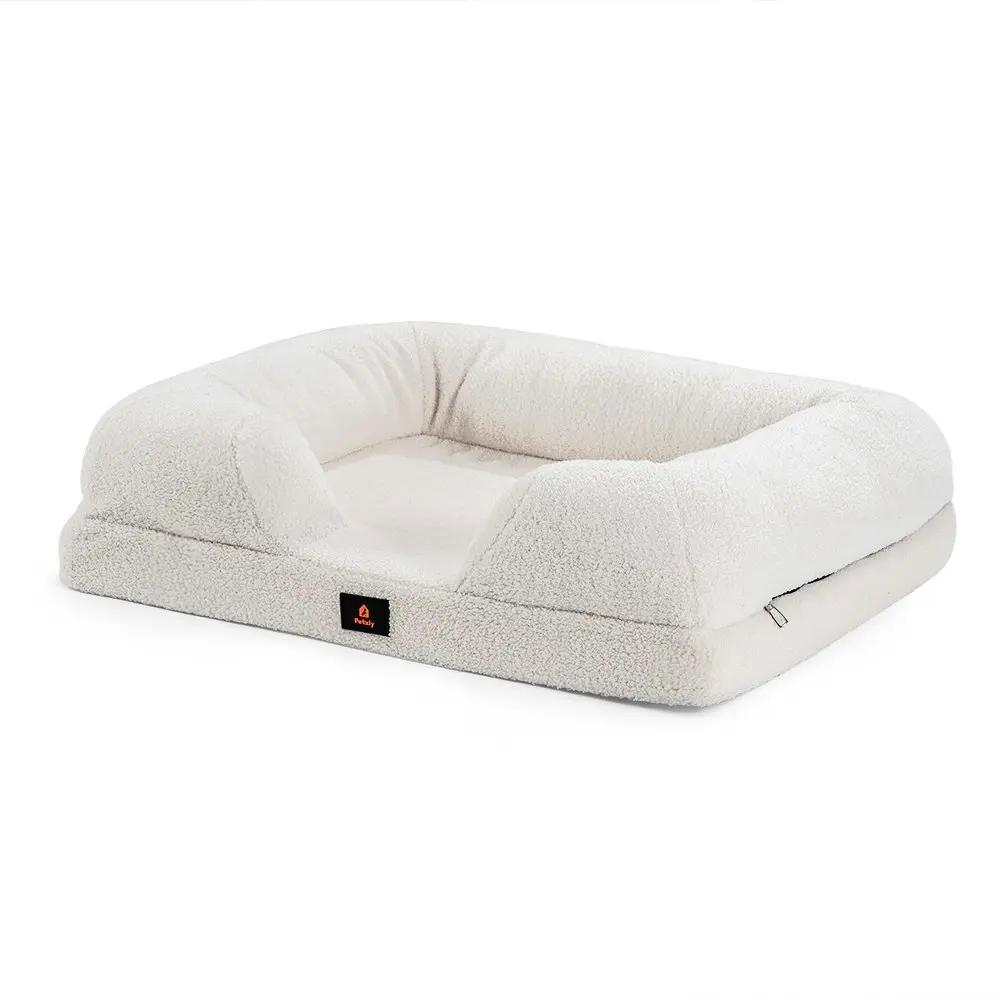 Petzly Memory Foam Dog Bed Pet Sofa Calming Bed Washable Removable White XX