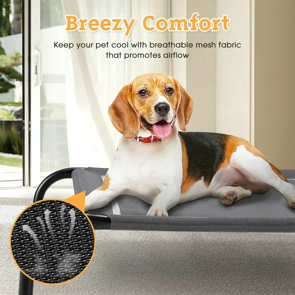 Petzly Cooling Elevated Pet Dog Bed for Medium Dog Washable Breathable Mesh Grey