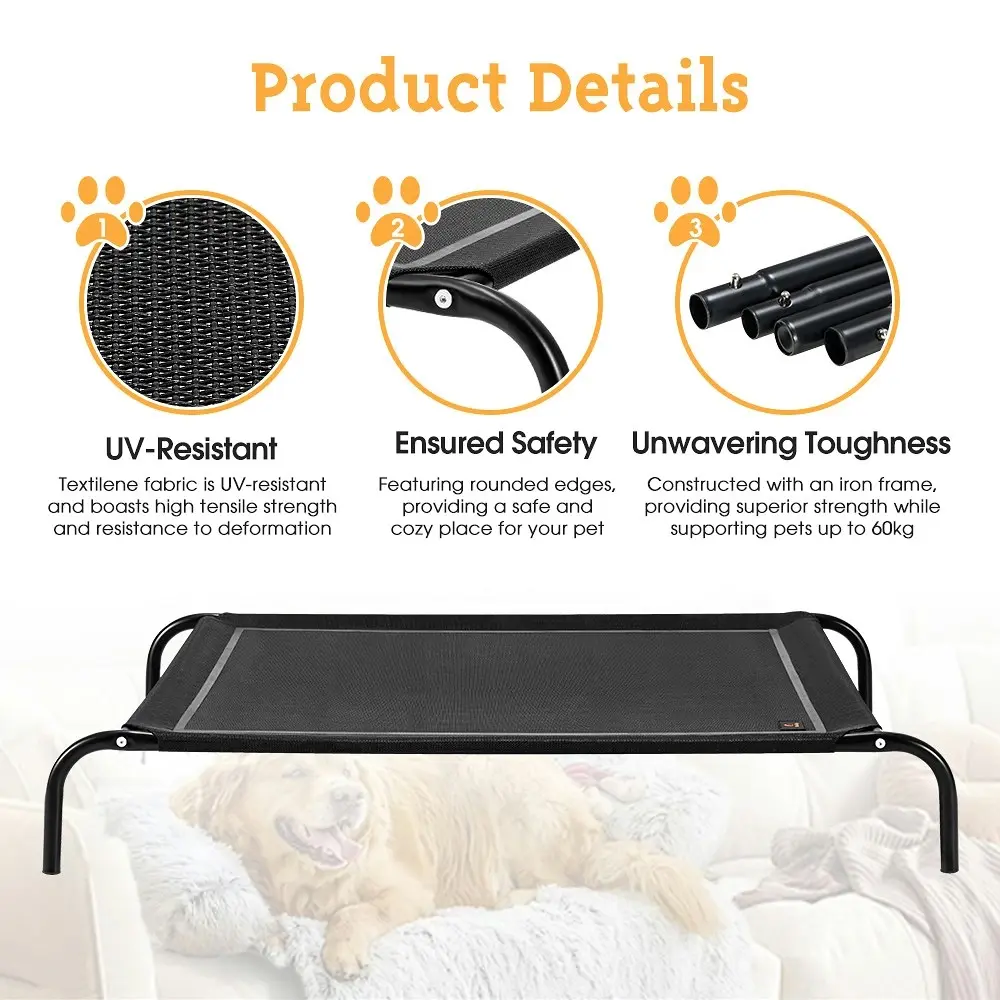 Petzly Cooling Elevated Pet Dog Bed for Medium Dog Washable Breathable Mesh