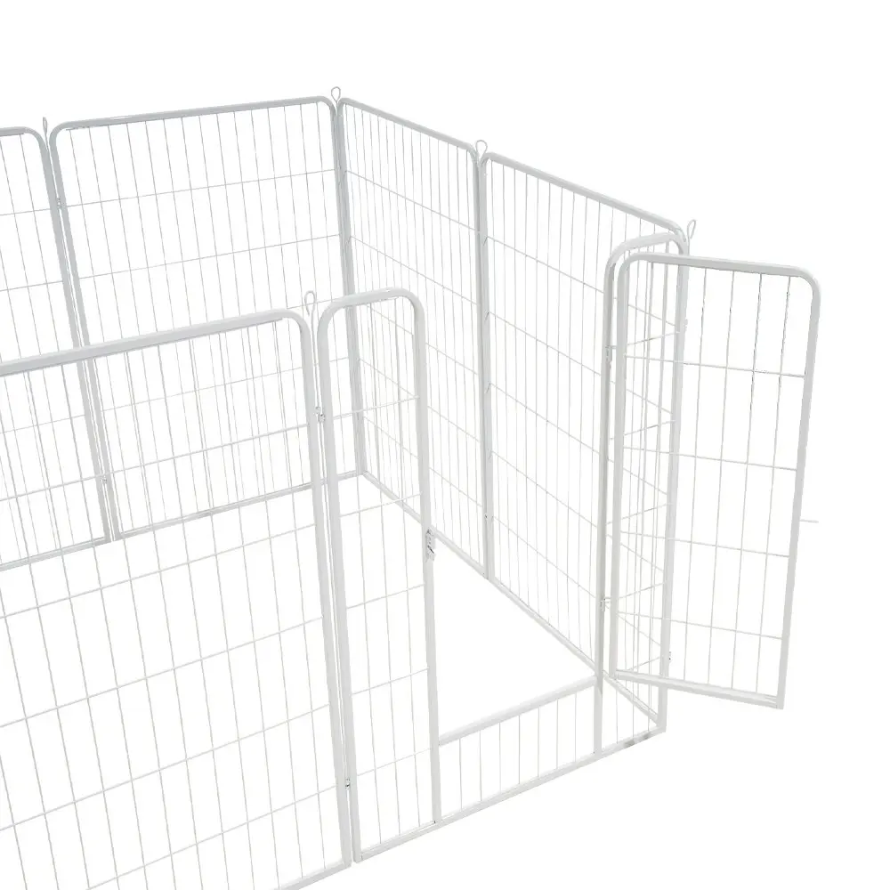 Petzly Dog Playpen Puppy Exercise Cage Pet Cage Enclosure 8 Panel 80x120CM White