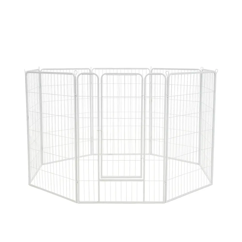 Petzly Dog Playpen Puppy Exercise Cage Pet Cage Enclosure 8 Panel 80x120CM White