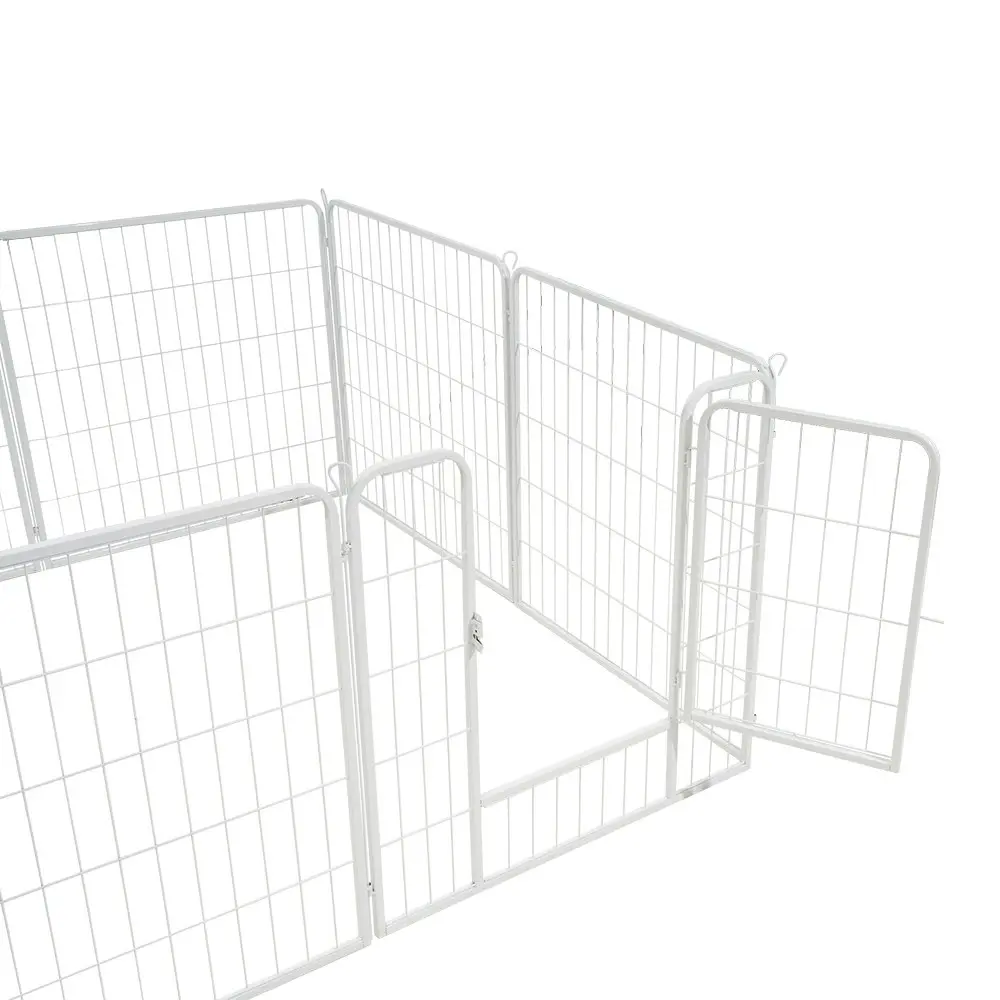 Petzly Dog Playpen Puppy Exercise Cage Pet Cage Enclosure 8 Panel 80x80CM White