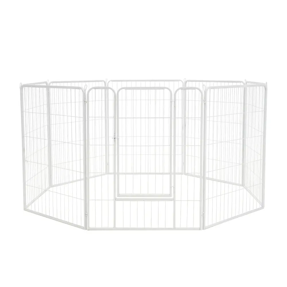 Petzly Dog Playpen Puppy Exercise Cage Pet Cage Enclosure 8 Panel 80x100CM White