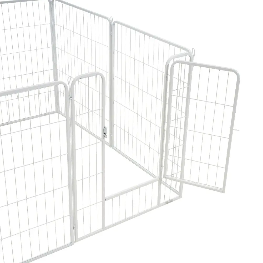 Petzly Dog Playpen Puppy Exercise Cage Pet Cage Enclosure 8 Panel 80x100CM White