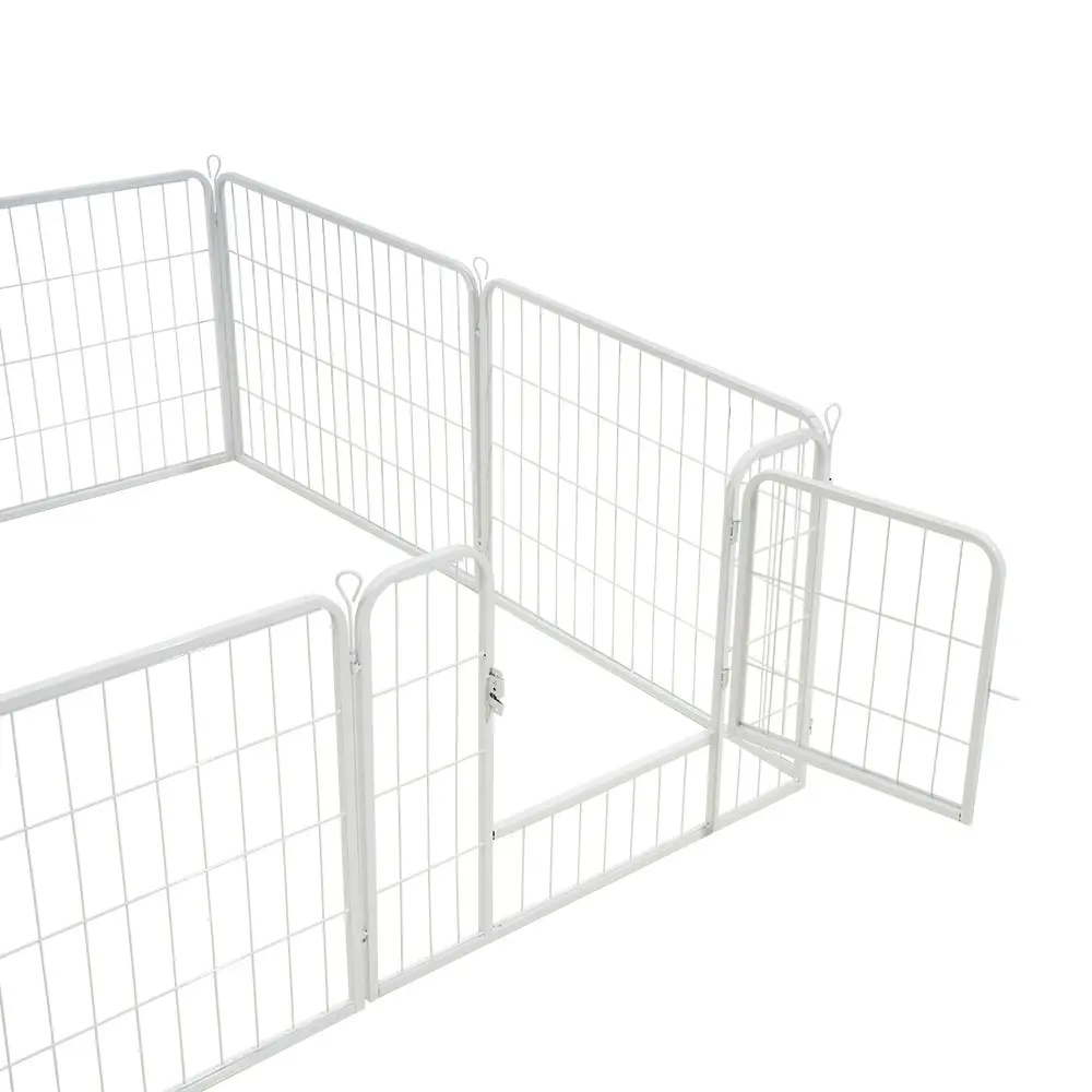 Petzly Dog Playpen Puppy Exercise Cage Pet Cage Enclosure 8 Panel 80x60CM White