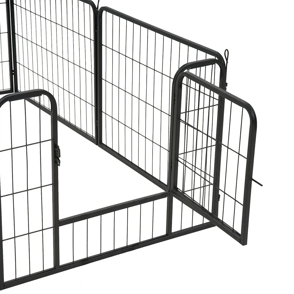 Petzly Dog Playpen Puppy Exercise Cage Pet Cage Enclosure 8 Panel 80x60CM Black