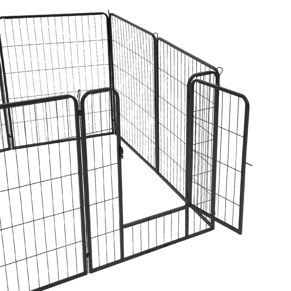 Petzly Dog Playpen Puppy Exercise Cage Pet Cage Enclosure 8 Panel 80x100CM Black