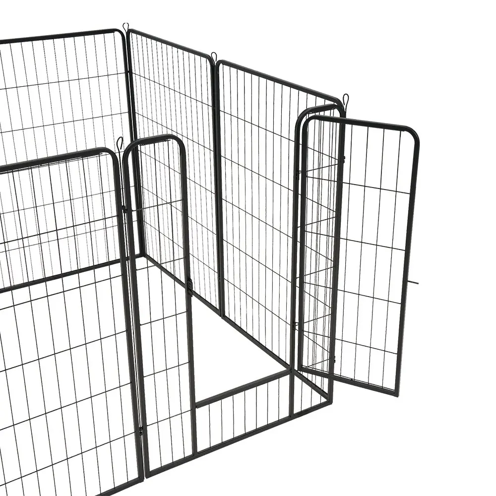 Petzly Dog Playpen Puppy Exercise Cage Pet Cage Enclosure 8 Panel 80x120CM Black