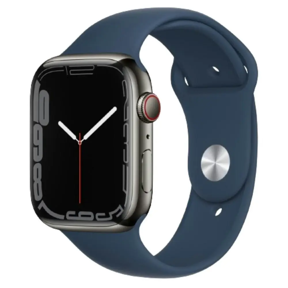 Refurbished Apple Watch 7 Cellular 45mm Stainless Steel Case Sport Band - Graphite