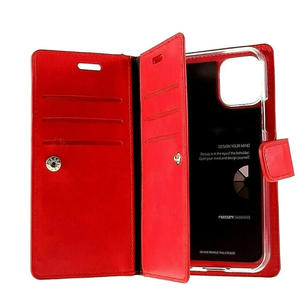 Mansoor Diary Case with Card Slot for iPhone 12 Pro Max 6.7" - Red