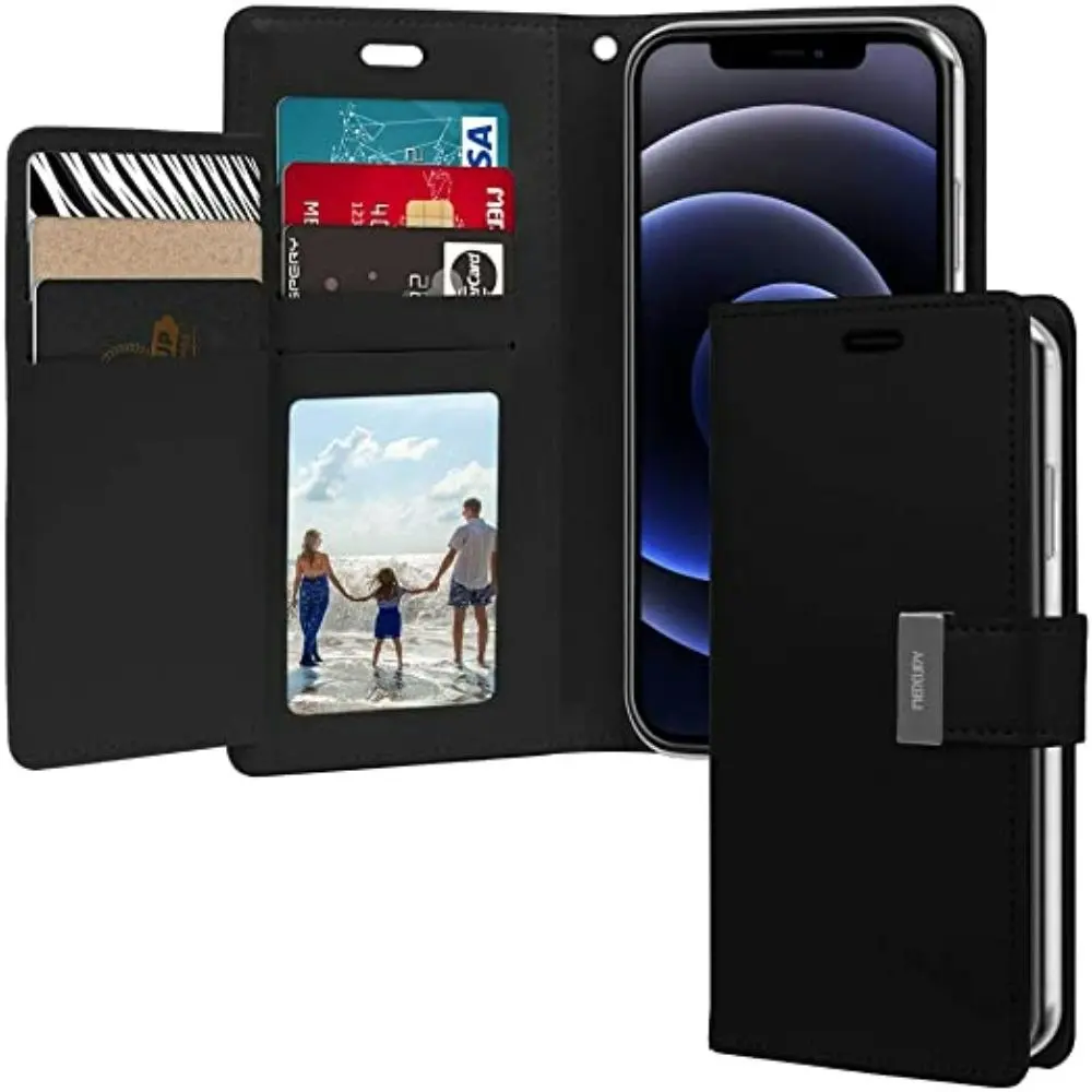 Goospery Rich Diary Book Case for iPhone 12 Mini 5.4" - Black