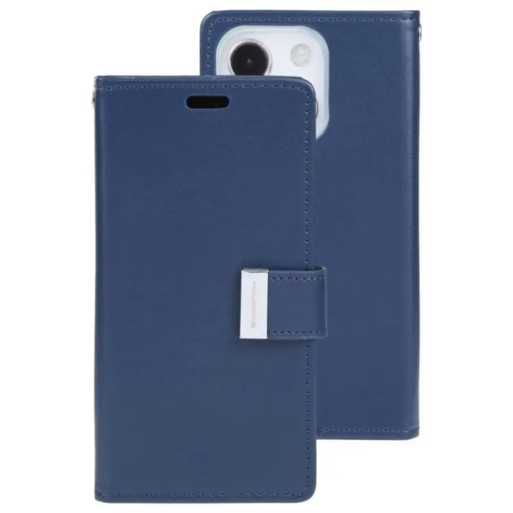 Goospery Rich Diary With Card Slot Book Case For iPhone Xs Max - Navy