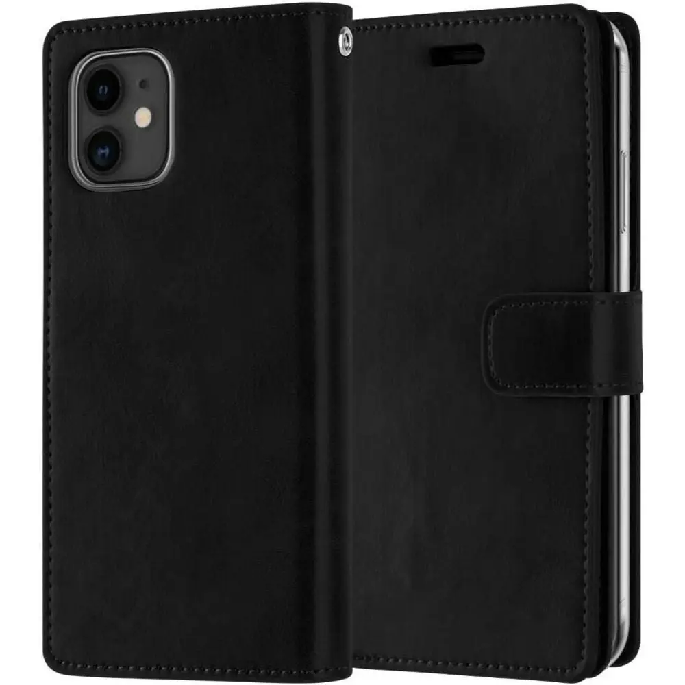 Mansoor Diary Case with Card Slot for iPhone 12 Mini 5.4" - Black