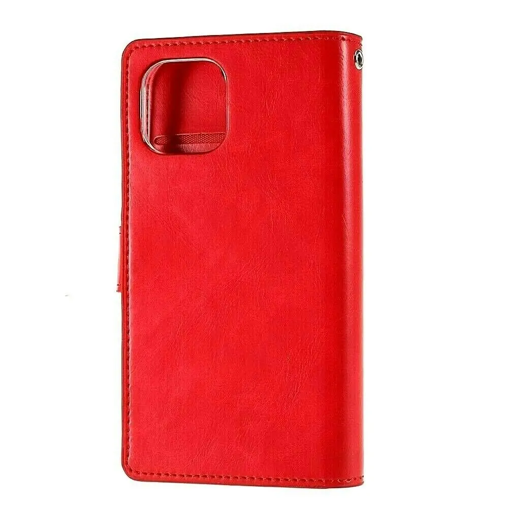 Mansoor Diary Case with Card Slot for iPhone 12 Mini 5.4" - Red