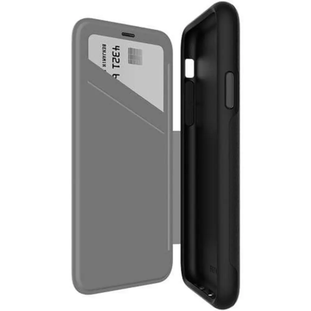 EFM Monaco D30 Leather Wallet Case for iPhone XS Max 6.5'' - Black/Space Grey