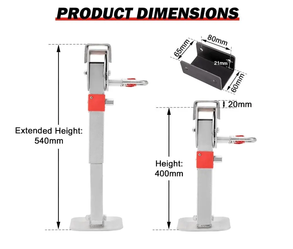 2x 400MM Corner Legs Drop Down W/Handle Steel Base 1200LBS