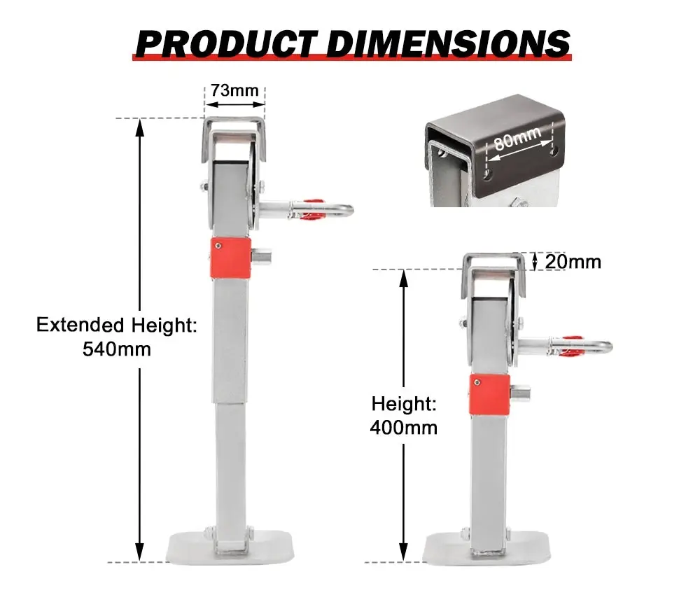 2x 400MM Corner Legs Drop Down W/Handle Steel Base 1200LBS