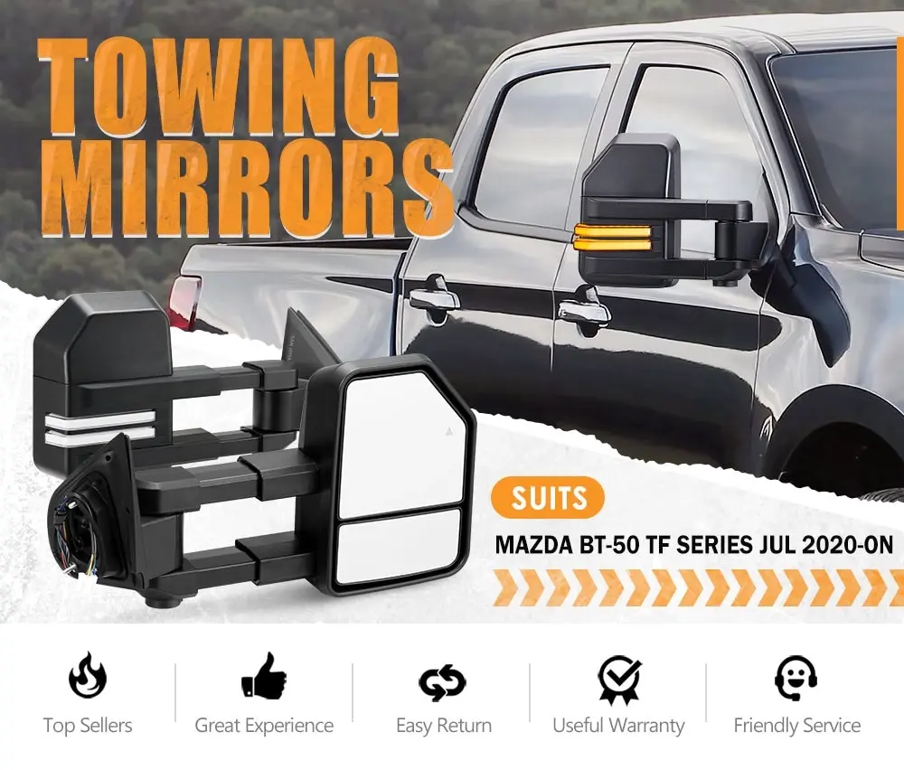 San Hima Extendable Towing Mirrors for Mazda BT50 BT-50 TF Series JUL