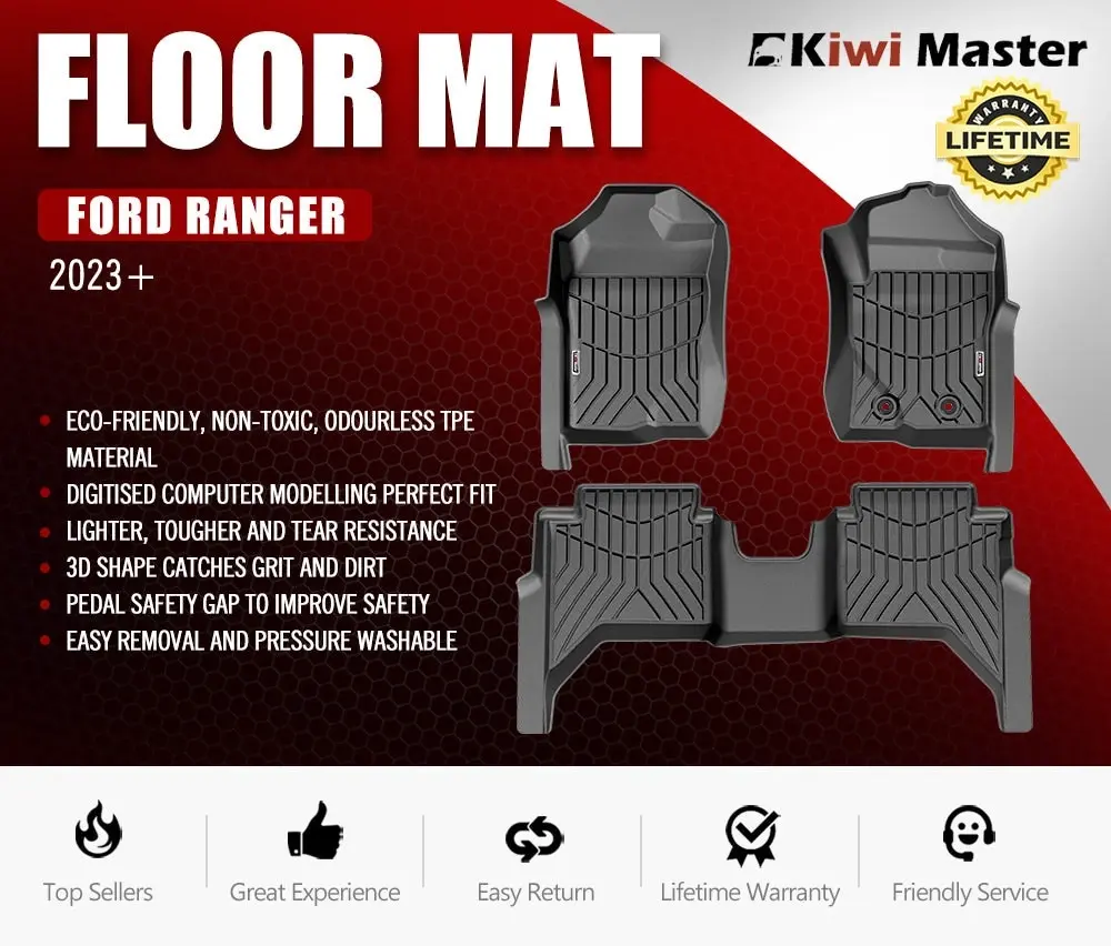 Kiwi Master 3D TPE Car Floor Mat for Ford Ranger 2023+ Next Gen