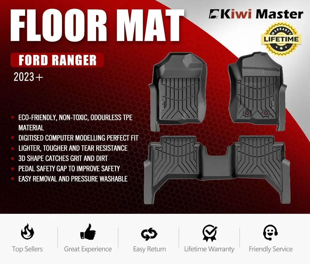 Kiwi Master 3D TPE Car Floor Mat for Ford Ranger 2023+ Next Gen