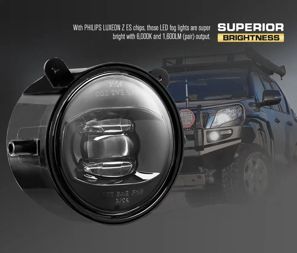 Defend Indust Pair PHILIPS LED Fog Lights fits ARB Deluxe Bullbar Offroad 4x4