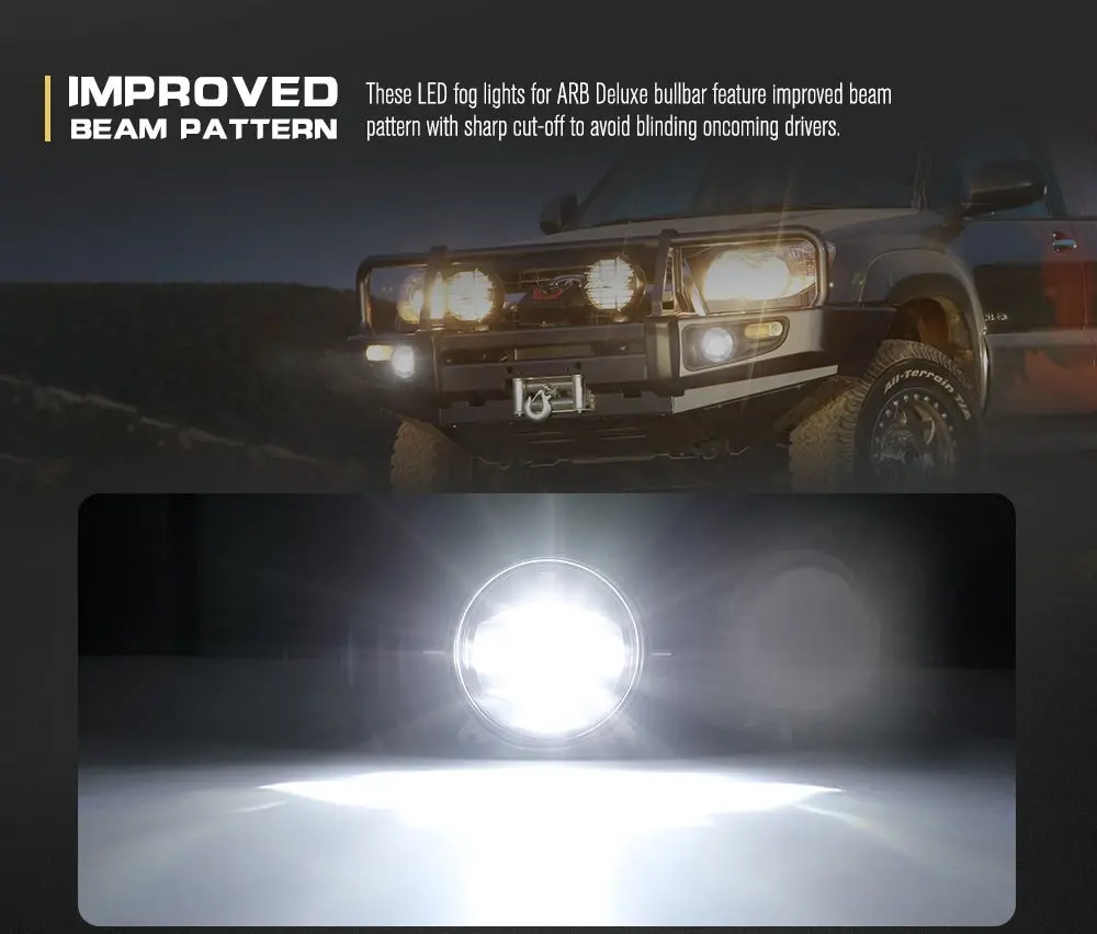 Defend Indust Pair PHILIPS LED Fog Lights fits ARB Deluxe Bullbar Offroad 4x4