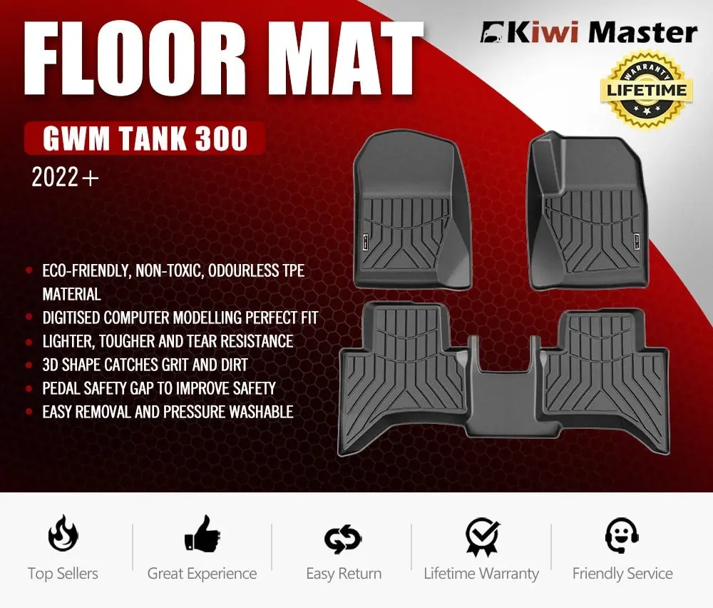 Kiwi Master 3D Car Floor Mats TPE Liner Suit GWM Tank 300 2022+